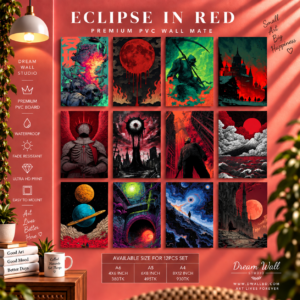 Eclipse in Red 12 Pcs PVC Wallmate set – dark art wall decor