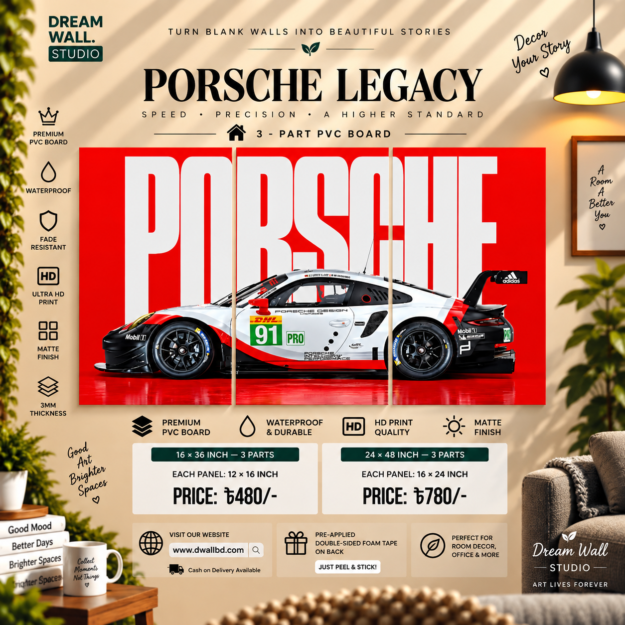 Porsche Legacy 3 Part PVC Wallboard Set