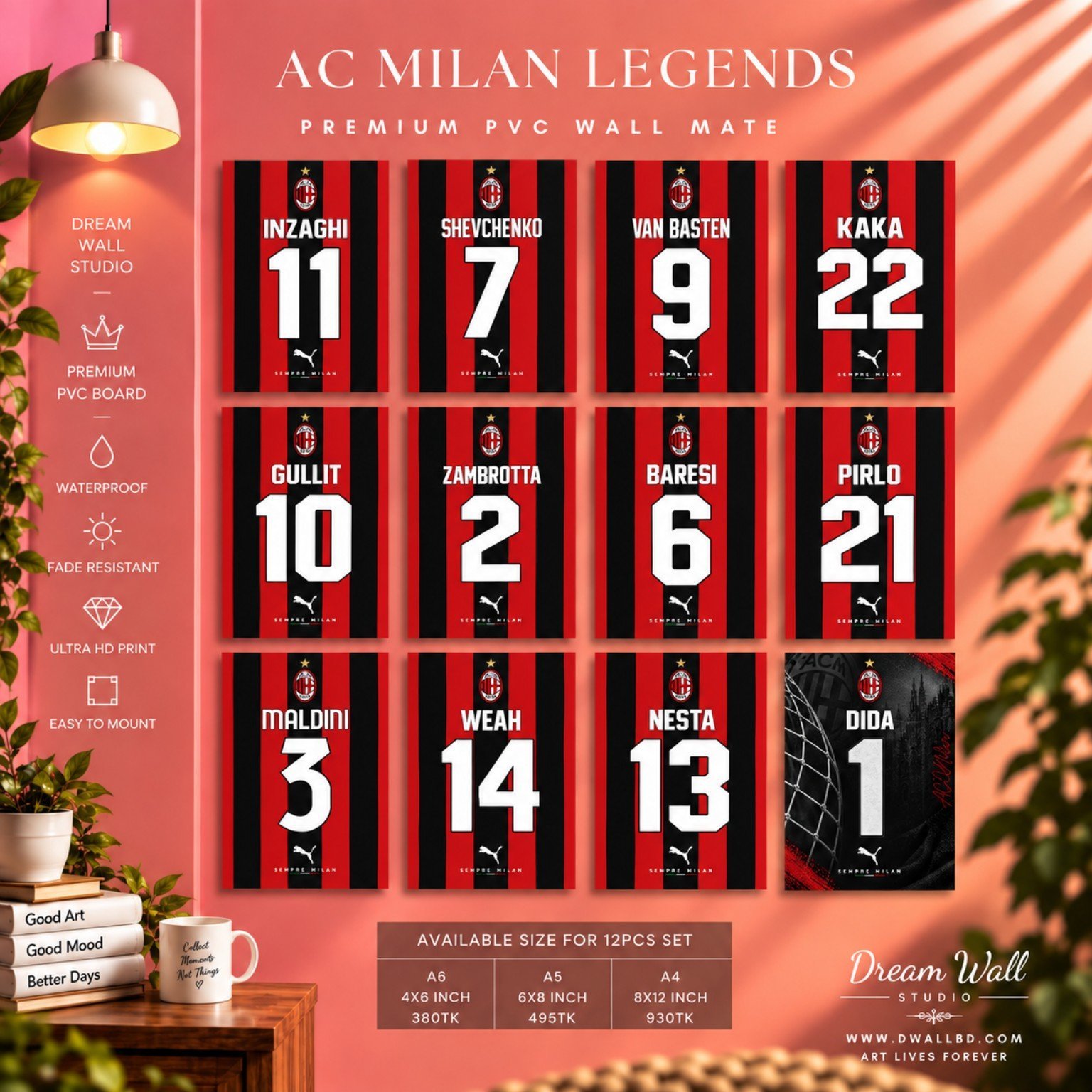 AC Milan Legends 12 Pcs PVC Wallmate set – AC Milan wall decor