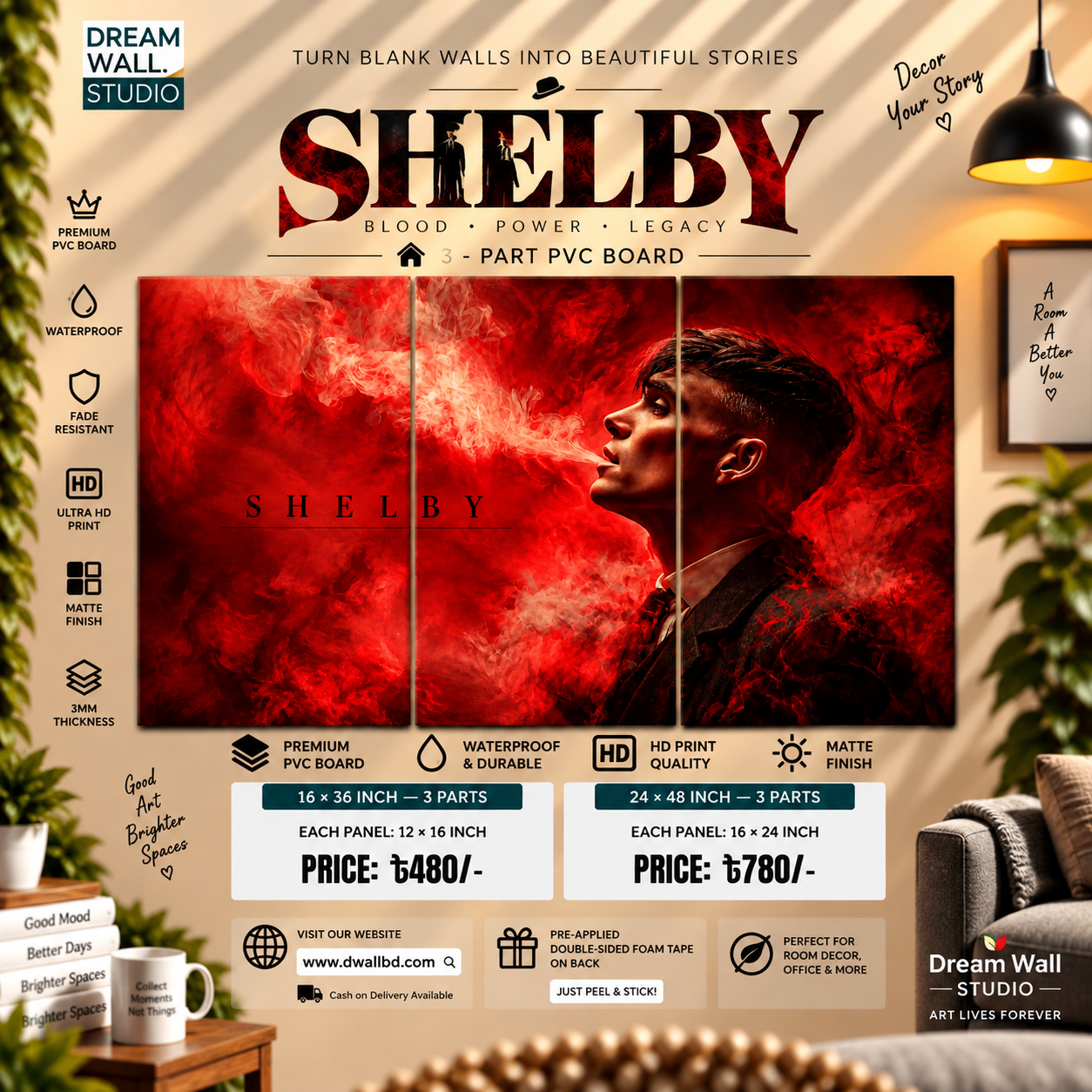 Shelby – Peaky Blinders 3 Part PVC Wallboard Set