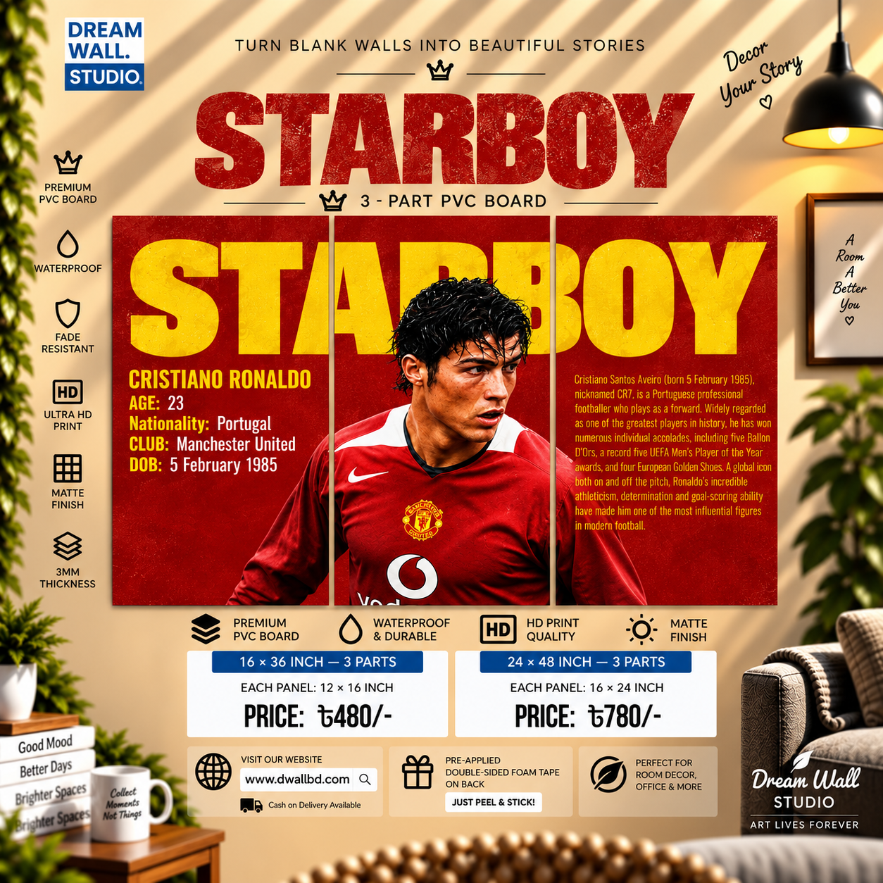 Starboy Cristiano Ronaldo 3 Part PVC Wallboard Set