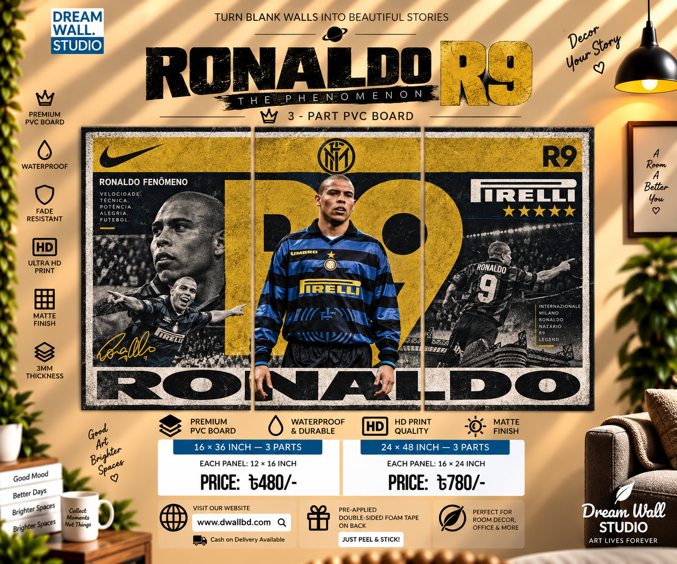 Ronaldo R9 Inter Milan 3 Part PVC Wallboard Set