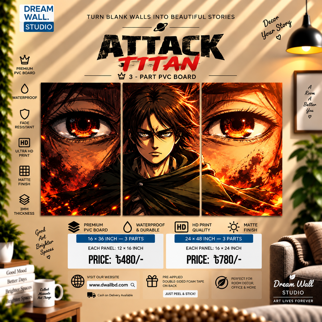 Attack on Titan – Titan Eyes 3 Part PVC Wallboard Set