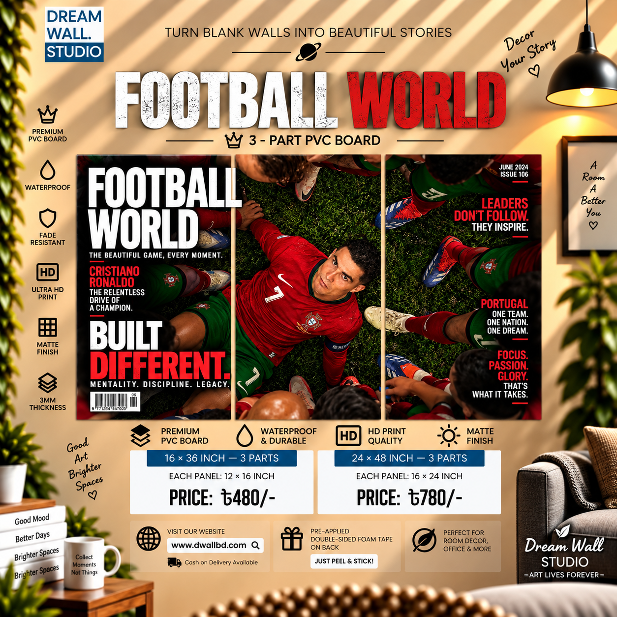 Cristiano Ronaldo Football World 3 Part PVC Wallboard Set