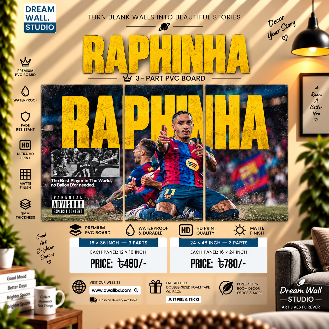 Raphinha 3 Part PVC Wallboard Set