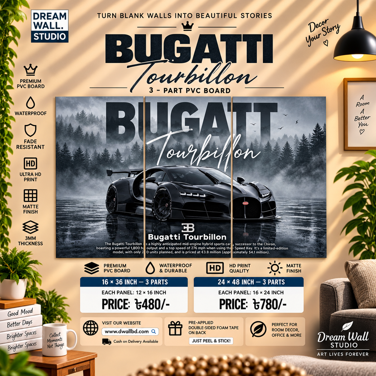 Bugatti Tourbillon 3 Part PVC Wallboard Set