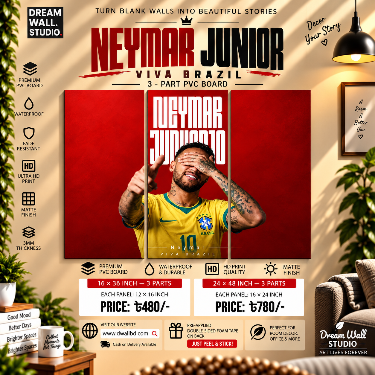 Neymar Junior Viva Brazil 3 Part PVC Wallboard Set