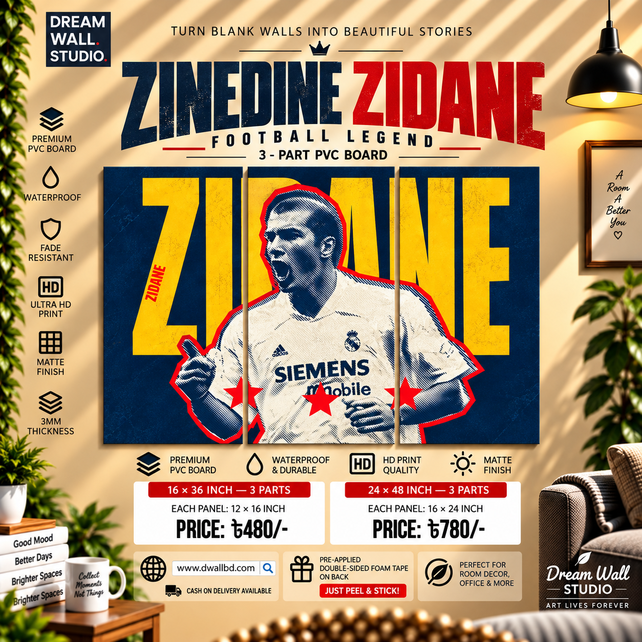 Zinedine Zidane 3 Part PVC Wallboard Set