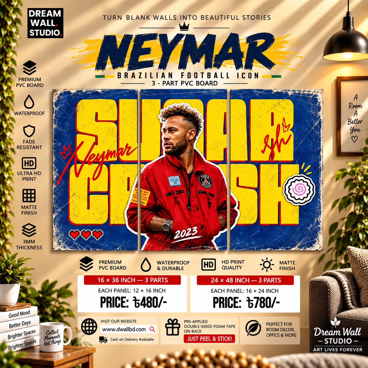 Neymar Super Crack 3 Part PVC Wallboard Set