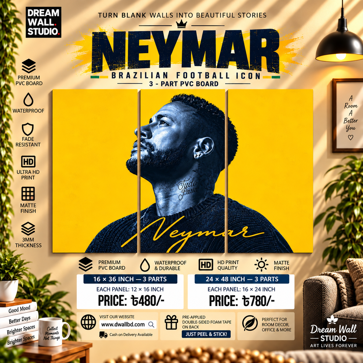 Neymar Yellow 3 Part PVC Wallboard Set