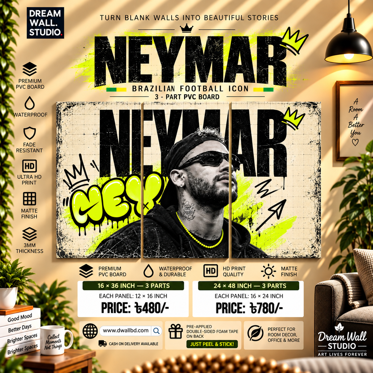 Neymar Graffiti 3 Part PVC Wallboard Set