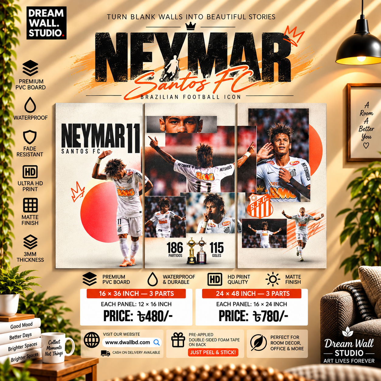 Neymar Jr Collage 3 Part PVC Wallboard Set