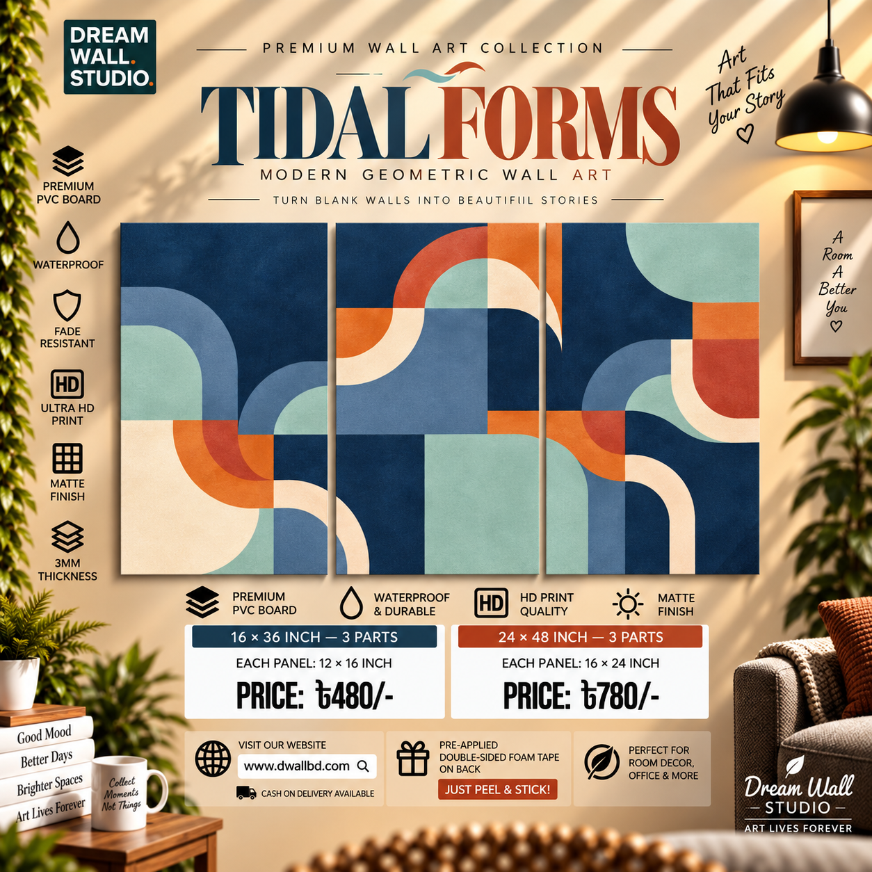 Tidal Forms 3 Part PVC Wallboard Set