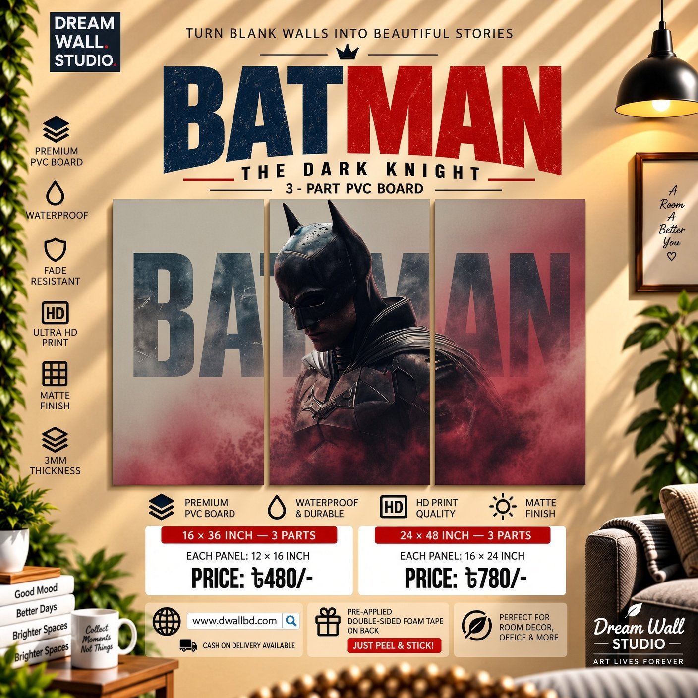 Batman The Dark Knight 3 Part PVC Wallboard Set