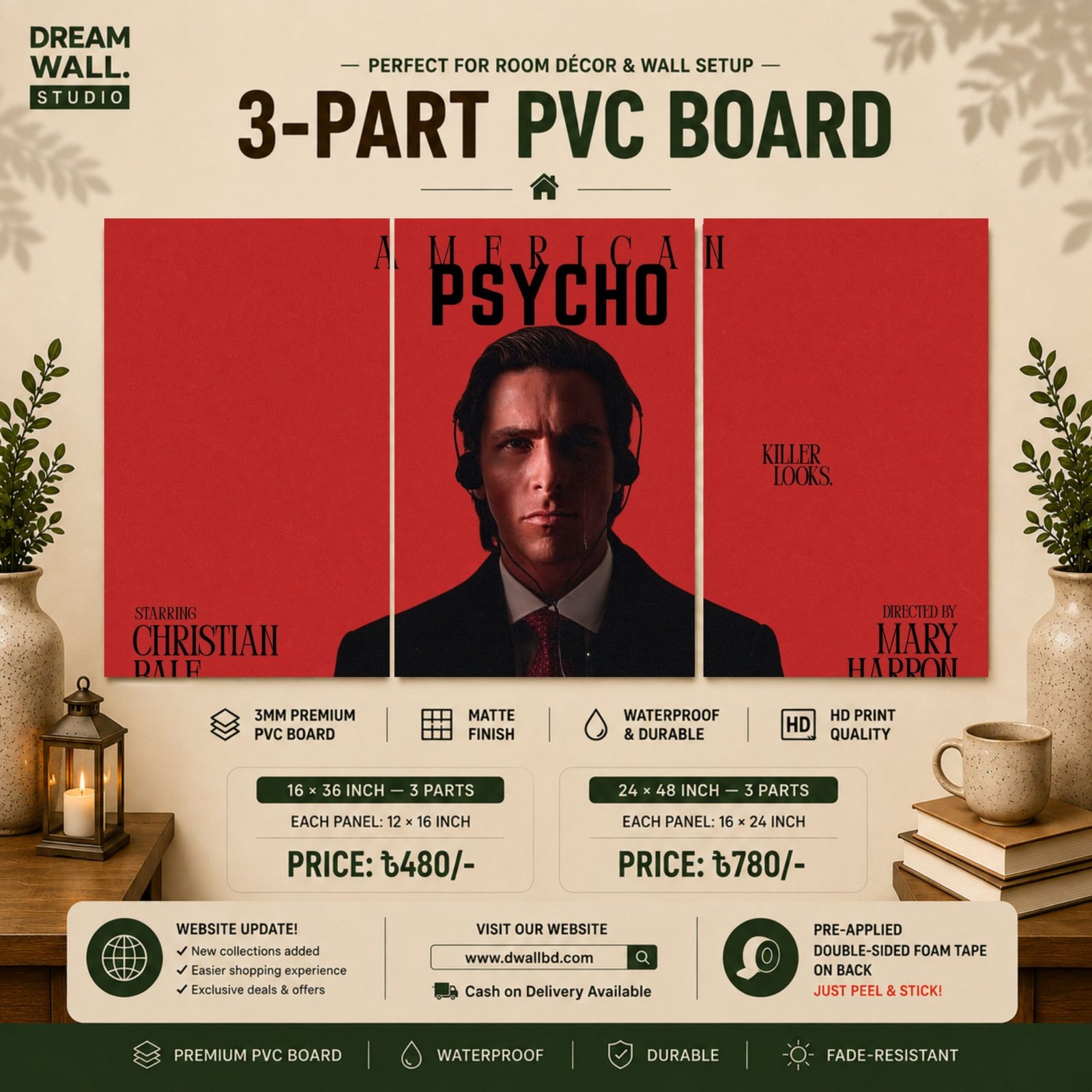 American Psycho 3 Part PVC Wallboard Set