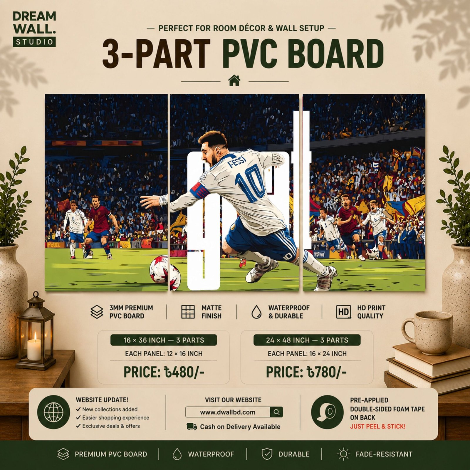 Messi Number 10 3 Part PVC Wallboard Set