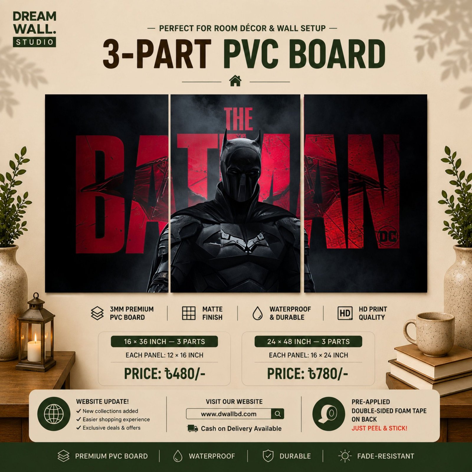 The Batman Crimson 3 Part PVC Wallboard Set