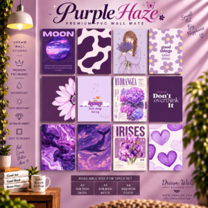 Purple Haze 12 Pcs PVC Wallmate set – purple aesthetic wall decor