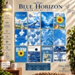 Blue Horizon 12 Pcs PVC Wallmate set – blue aesthetic wall decor