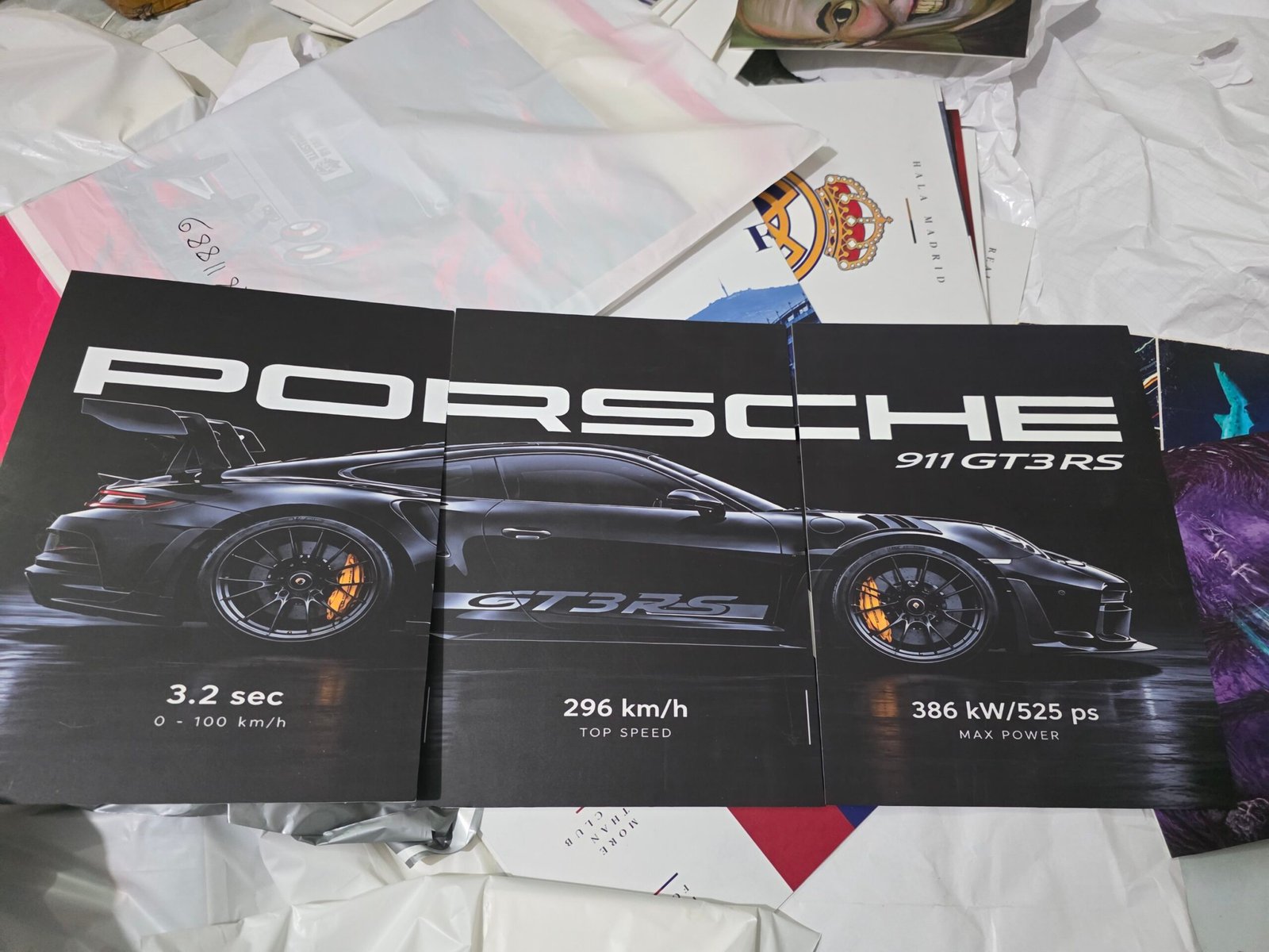 Porsche 911 GT3 RS Black 3 Part PVC Wallboard Set