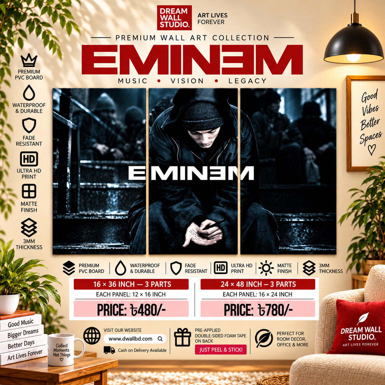 Eminem Midnight Hoodie 3 Part PVC Wallboard Set