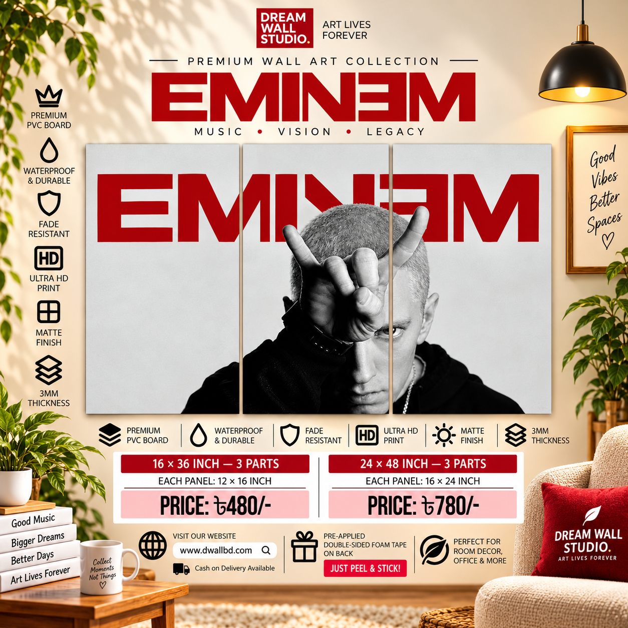 Eminem Red Legacy 3 Part PVC Wallboard Set