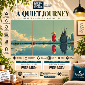 A Quiet Journey – Ghibli-Inspired Lake 3 Part PVC Wallboard Set