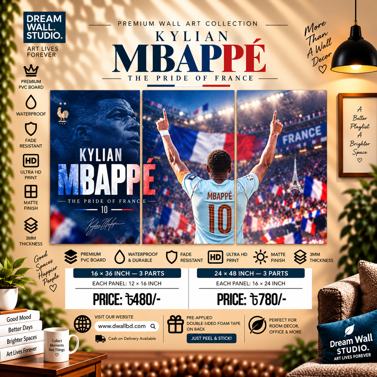 Kylian Mbappé – The Pride of France 3 Part PVC Wallboard Set