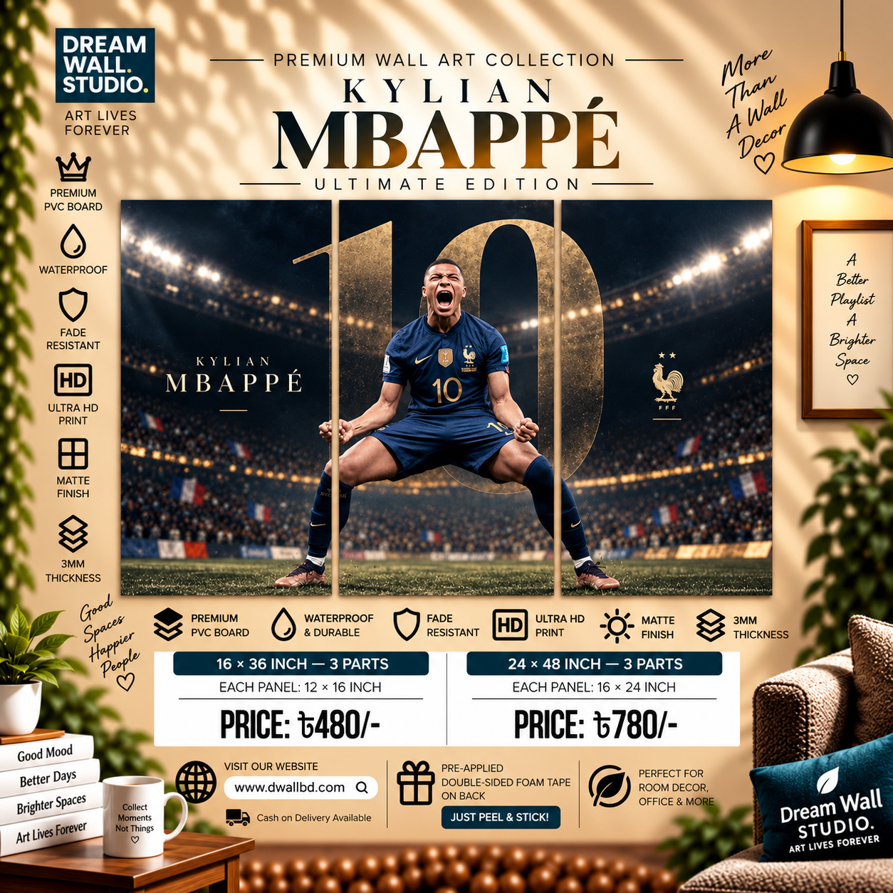 Kylian Mbappé Ultimate Edition – France No. 10 3 Part PVC Wallboard Set