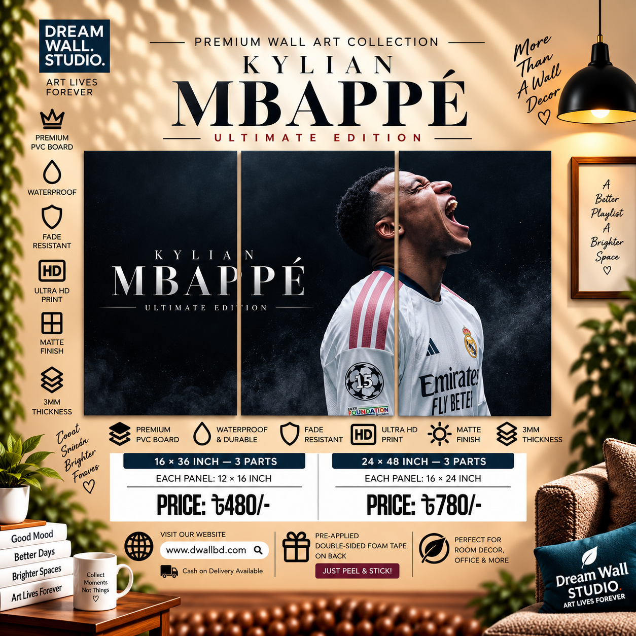 Kylian Mbappé Ultimate Edition – Real Madrid Celebration 3 Part PVC Wallboard Set
