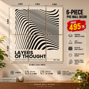 Layers of Thought Waves 6 Piece PVC Wall Decor – 3mm PVC board, 8x12 inch each – Dream Wall Studio