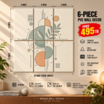 Botanical Line Art 6 Piece PVC Wall Decor – 3mm PVC board, 8x12 inch each – Dream Wall Studio