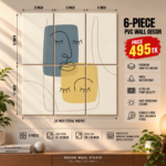 Minimal Line Faces 6 Piece PVC Wall Decor – 3mm PVC board, 8x12 inch each – Dream Wall Studio