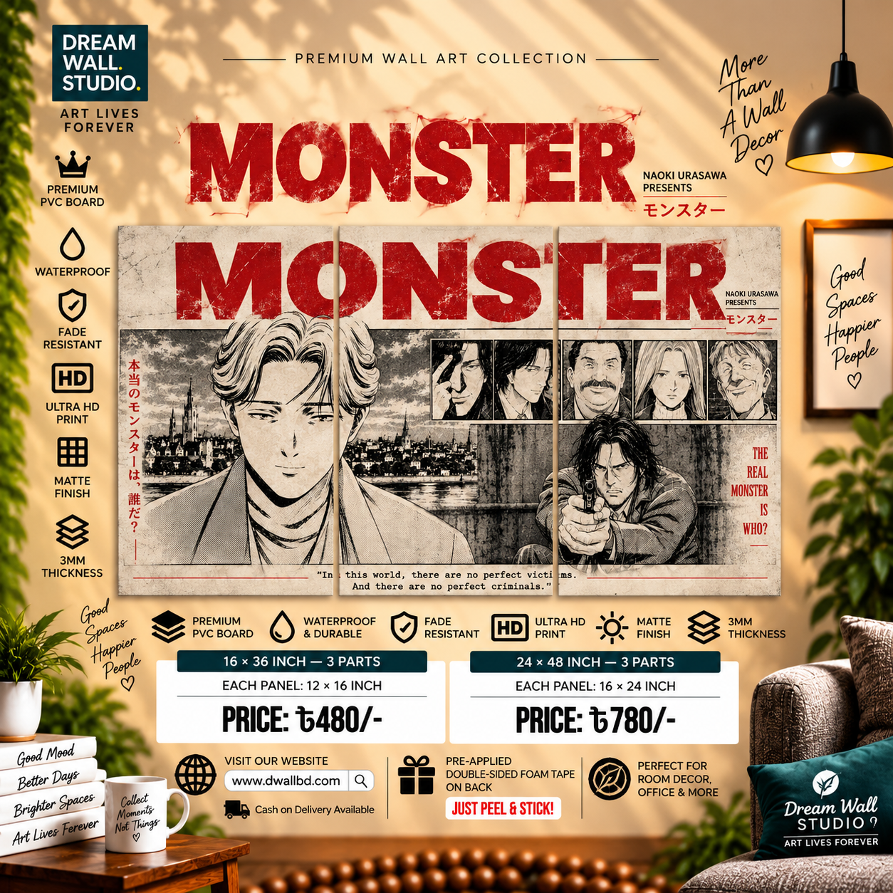 Monster – Johan & Tenma Manga 3 Part PVC Wallboard – Dream Wall Studio