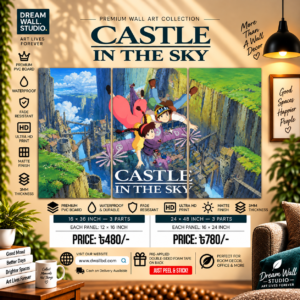 Castle in the Sky – Ghibli-Inspired 3 Part PVC Wallboard – Dream Wall Studio