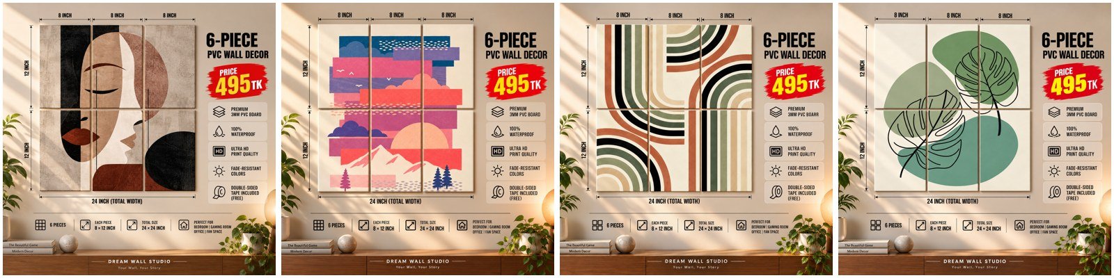 6 Piece PVC Wall Decor collection – Dream Wall Studio
