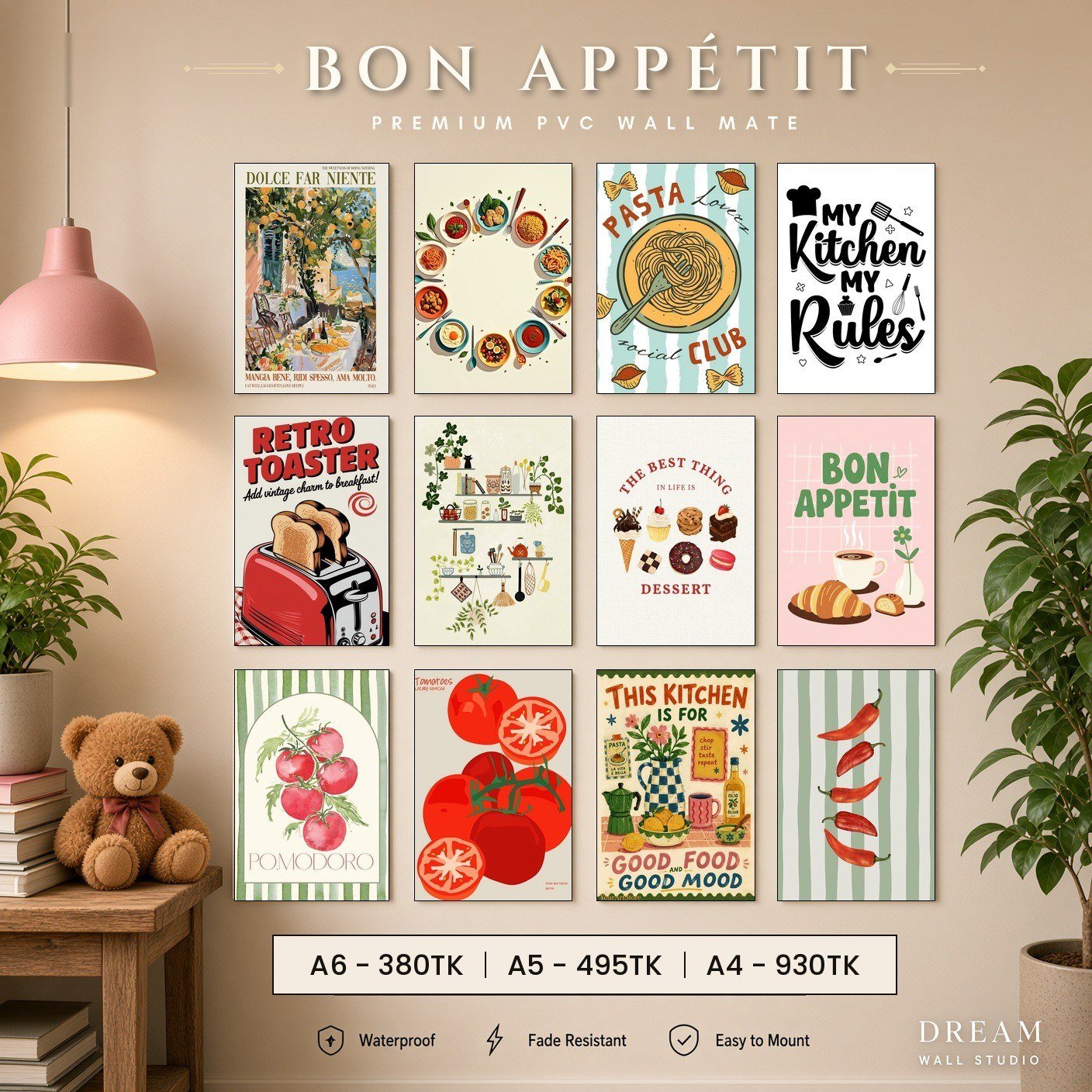 Bon Appétit PVC Wallmate 12pcs set – 3mm PVC wall board – Dream Wall Studio