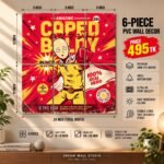 Caped Baldy – Saitama 6 Piece PVC Wall Decor – 3mm PVC board, 8x12 inch each – Dream Wall Studio