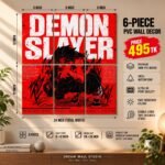 Demon Slayer Red 6 Piece PVC Wall Decor – 3mm PVC board, 8x12 inch each – Dream Wall Studio