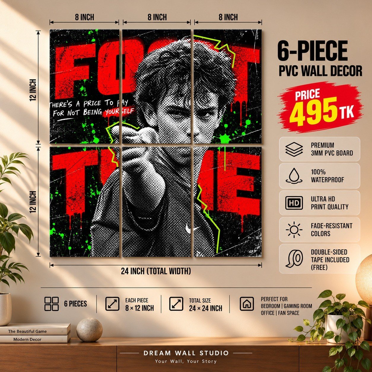 Foot Time Street Art 6 Piece PVC Wall Decor – 3mm PVC board, 8x12 inch each – Dream Wall Studio