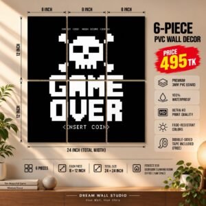 Game Over 6 Piece PVC Wall Decor – 3mm PVC board, 8x12 inch each – Dream Wall Studio