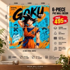 Goku Kamehameha 6 Piece PVC Wall Decor – 3mm PVC board, 8x12 inch each – Dream Wall Studio