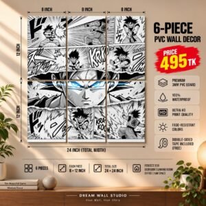 Goku Manga Panels 6 Piece PVC Wall Decor – 3mm PVC board, 8x12 inch each – Dream Wall Studio