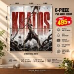 Kratos Unchained 6 Piece PVC Wall Decor – 3mm PVC board, 8x12 inch each – Dream Wall Studio