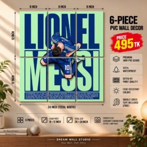 Lionel Messi Green 6 Piece PVC Wall Decor – 3mm PVC board, 8x12 inch each – Dream Wall Studio