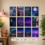 Midnight Lofi City PVC Wallmate 12pcs set – 3mm PVC wall board – Dream Wall Studio