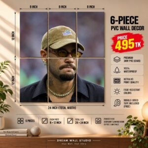 Neymar Cap Portrait 6 Piece PVC Wall Decor – 3mm PVC board, 8x12 inch each – Dream Wall Studio