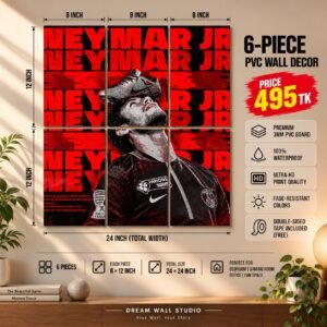 Neymar Jr Red Fury 6 Piece PVC Wall Decor – 3mm PVC board, 8x12 inch each – Dream Wall Studio