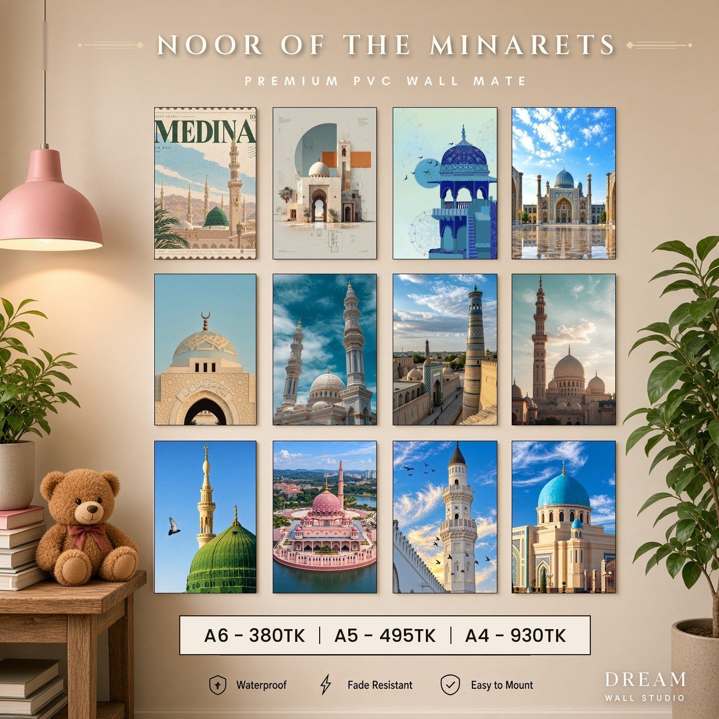 Noor of the Minarets PVC Wallmate 12pcs set – 3mm PVC wall board – Dream Wall Studio
