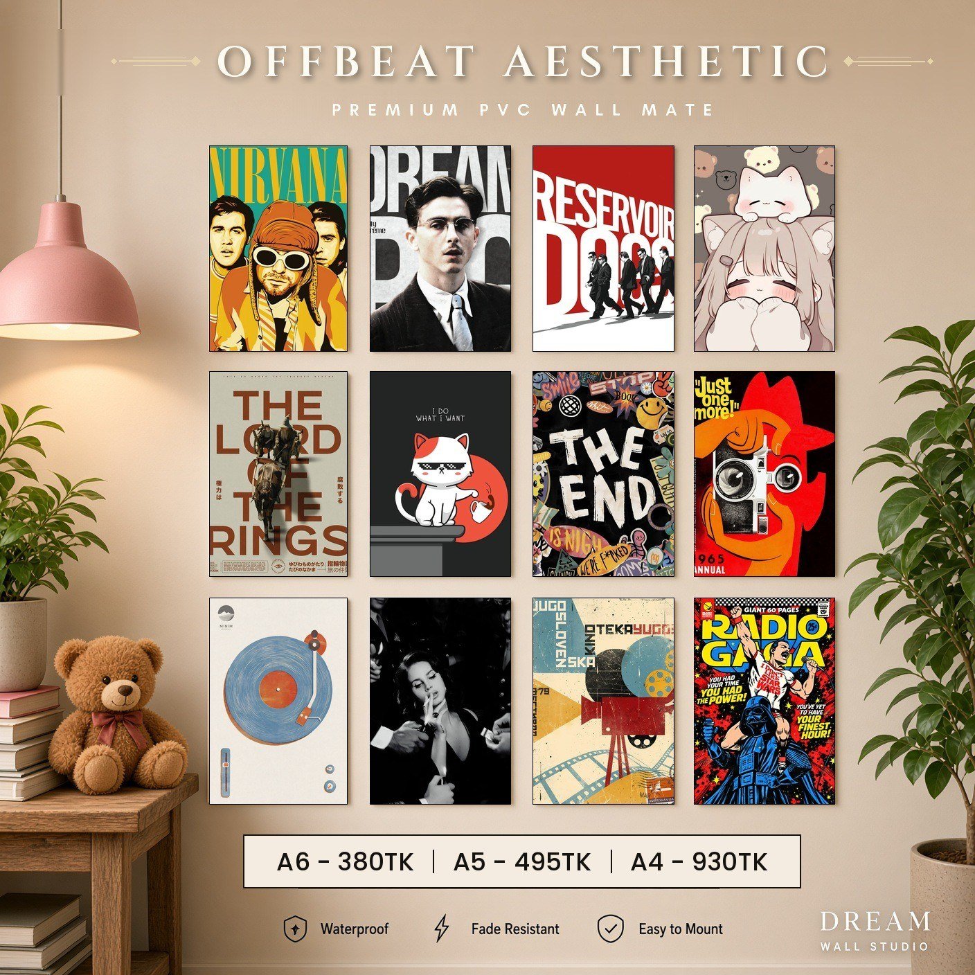 Offbeat Aesthetic PVC Wallmate 12pcs set – 3mm PVC wall board – Dream Wall Studio
